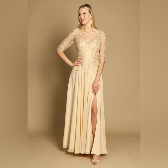 Dylan & Davids Long Sleeve Chiffon Formal Evening Dress - Picture 3 of 4